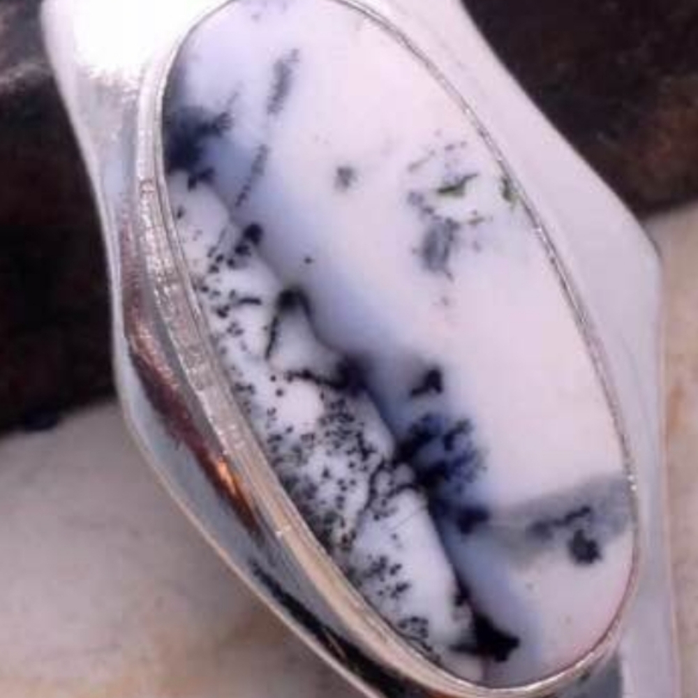 Dendrite Opal Very Rare Natural Pattern Set In 92… - image 3